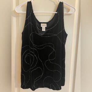 Chico's Elegant Black Tank with Silver Detailing